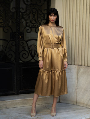 Isabella Gold Midi Dress