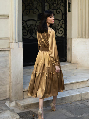 Isabella Gold Midi Dress