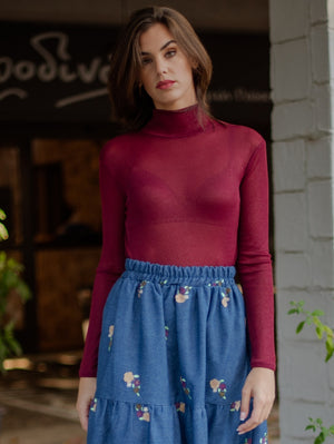 Rosa Burgundy Turtleneck Blouse