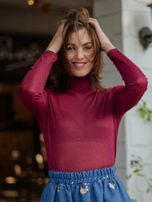 Rosa Burgundy Turtleneck Blouse