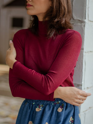 Rosa Burgundy Turtleneck Blouse