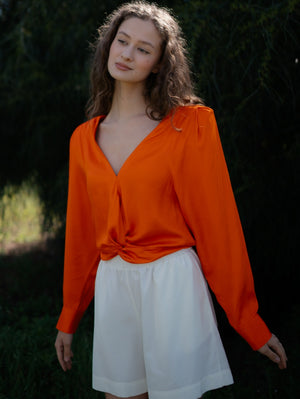 Debora Silk Orange Blouse