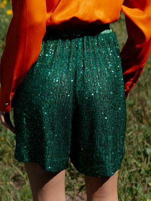 Green Sequin Shorts