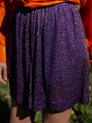 Purple Sequin Shorts