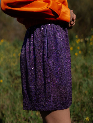 Purple Sequin Shorts