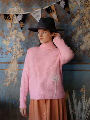 Dandelion Wool Pink Turtleneck Sweater