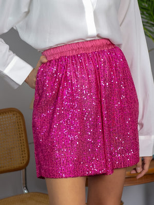 Magenta Sequin Shorts