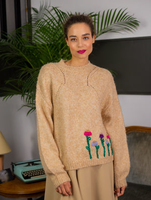 Dahlia Wool Beige Oversized Sweater