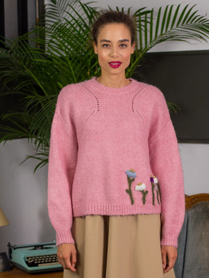 Dahlia Wool Pink Oversized Sweater