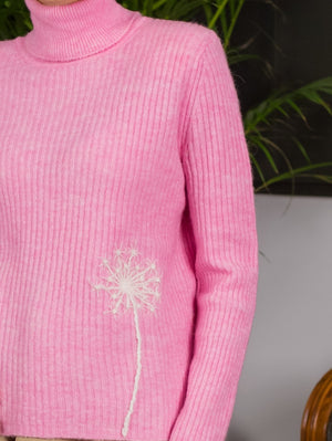 Dandelion Wool Pink Turtleneck Sweater