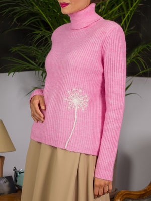 Dandelion Wool Pink Turtleneck Sweater