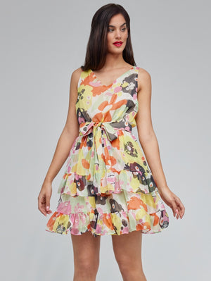 Allison Layered Silk Mini Dress