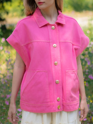 Iris Baby Pink Denim Vest