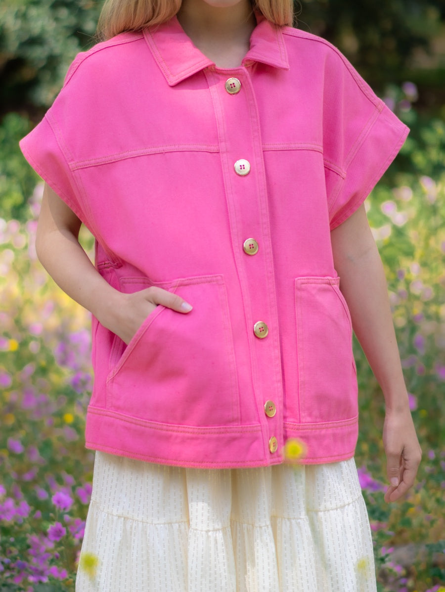 Iris Baby Pink Denim Vest