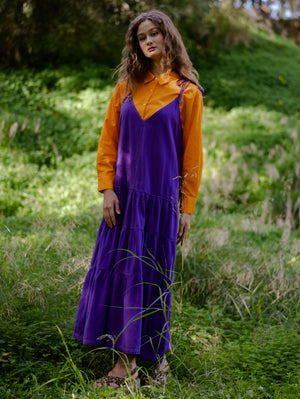 Iris Purple Denim Maxi Dress