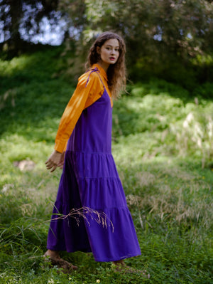 Iris Purple Denim Maxi Dress