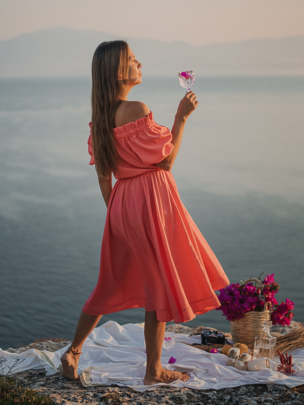 Belle Coral Midi Dress Damodastories Collection