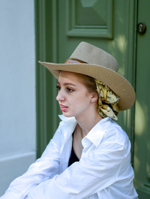 Beige Handmade Summer Fedora Hat