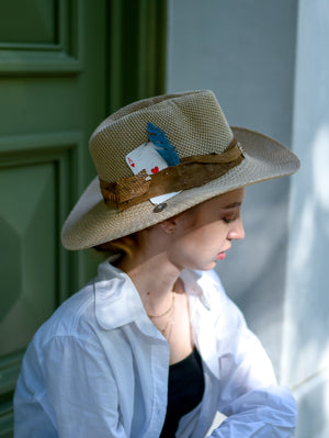 Beige Handmade Summer Fedora Hat