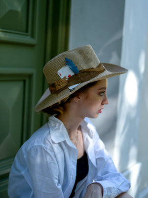 Beige Handmade Summer Fedora Hat
