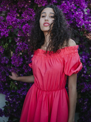 Belle Coral Midi Dress Damodastories Collection
