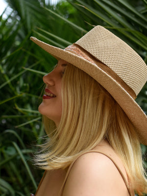 Beige Handmade Summer Fedora Hat