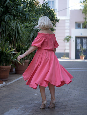 Belle Coral Midi Dress Damodastories Collection