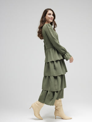 Arabella Layered Olive Dress Damodastories Collection