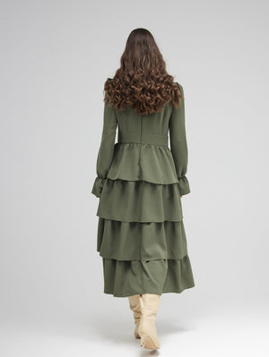 Arabella Layered Olive Dress Damodastories Collection