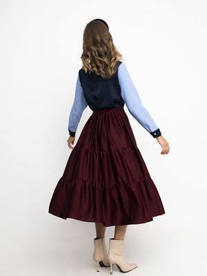 Rosa Burgundy Midi Skirt