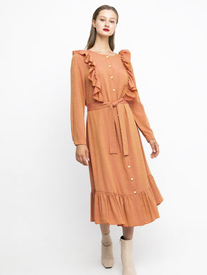Maya Ruffle Midi Dress