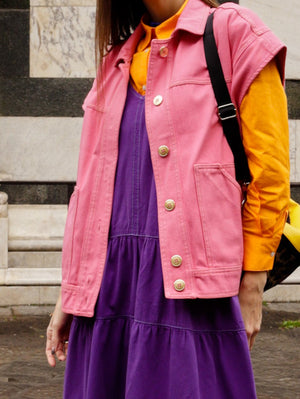 Iris Baby Pink Denim Vest