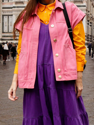 Iris Baby Pink Denim Vest