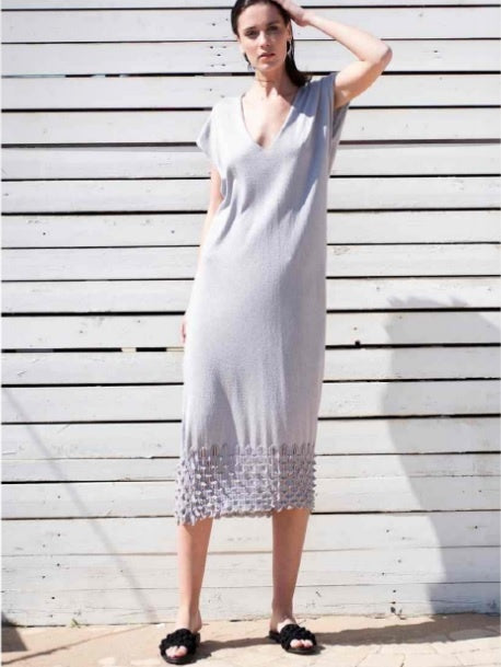 Silver Midi Dress NIMA Liminal Knitting